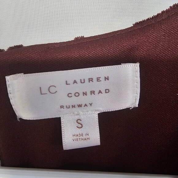 LC Lauren Conrad Burgundy Purple Velour Goth Boho Dress Sheer Fairy S - Picture 12 of 15